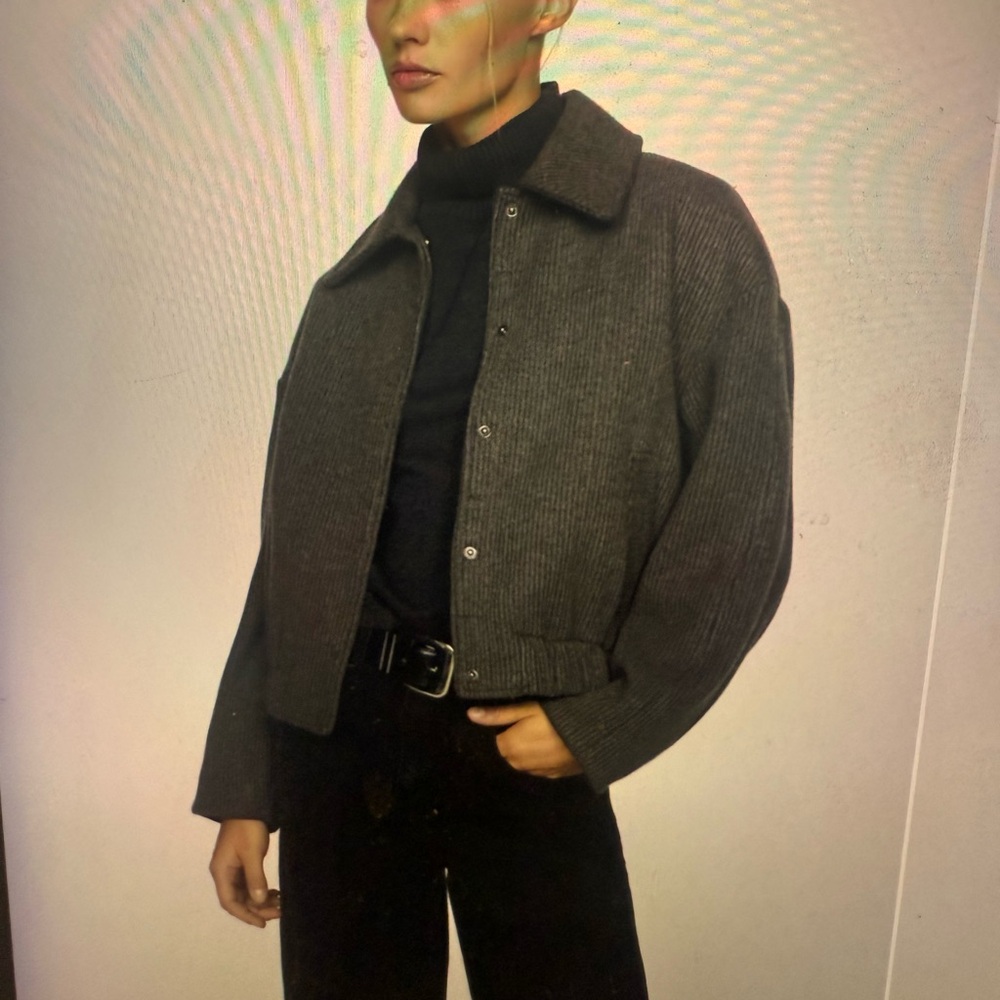 Mango women’s knit pocket Gray  Jacket